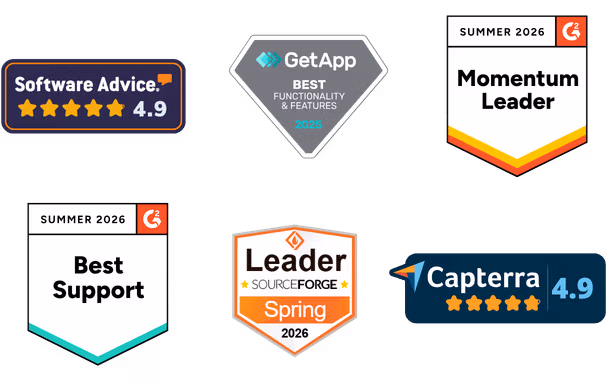 Squaretalk Sofftware Advice 4.9 review rating 2026, Squaretak GetApp Best Functionality & Features 2025 award, Squaretalk G2 Momentum Leader Summer 2026 award, Swuqretalk G2 Best Support Summer 2026 award, Squaretalk SourceFroge Spring 2026 award, Squaretalk Capterra reviews